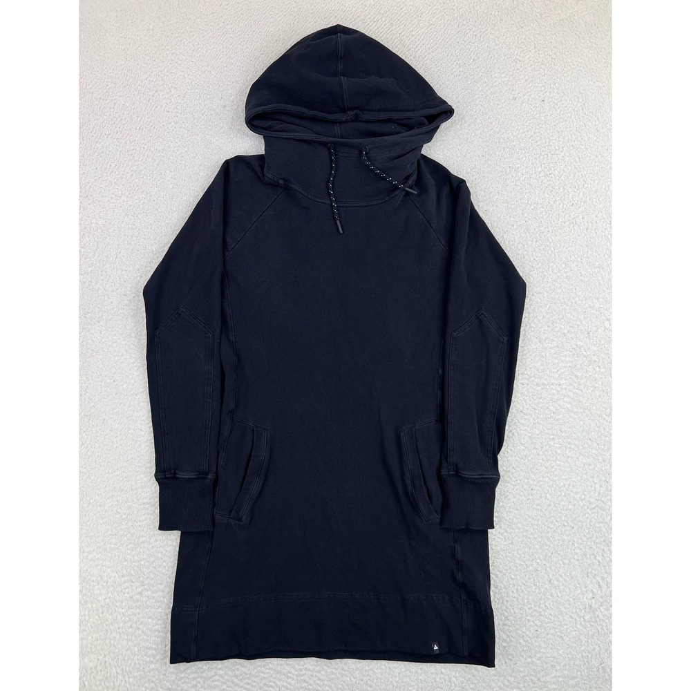 American Giant Womens Small Black Hooded French Terry Pullover Sweater Dress